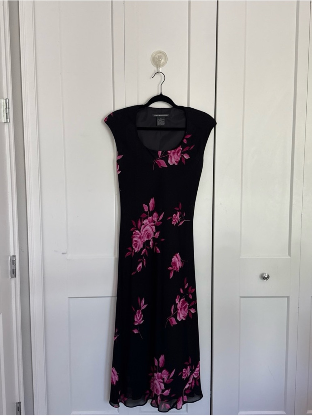 Jones Wear Black Maxi Dress with Pink Floral Print